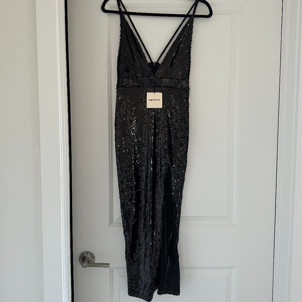 NWT Superdown Dresses Black Sequin Midi Dress